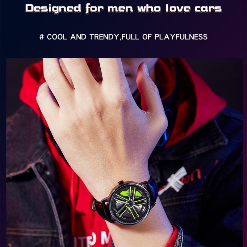 SANDA Wheel Biker Watch Stereo Hollow Rotating Wheel Watch Male Junior High School Students Trend Cool Quartz Watch