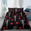 Gothic Death Moth Skull Duvet Cover King Size Microfiber Bedding Set For Teen Boy Skeleton Love Heart