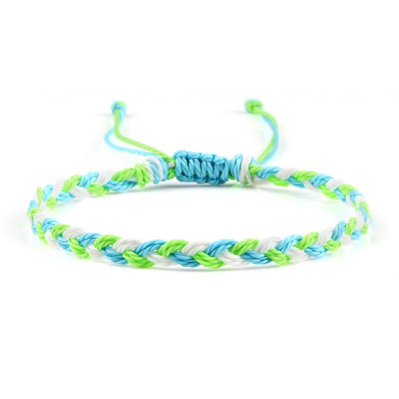Adjustable Colorful Three-Strand Braided Waxed Thread Bracelet Set for Couples and Handmade Jewelry