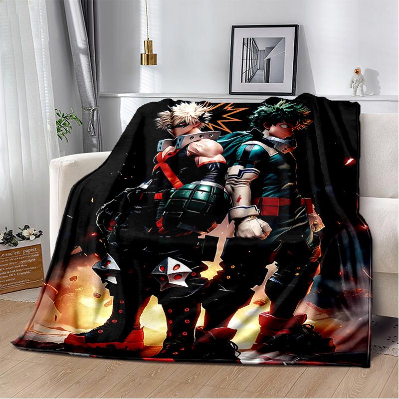 3D My Hero Academia Deku Bakugou Cartoon Anime Blanket,Soft Throw Blanket for Home Bedroom Bed Sofa Travel Picnic Cover Kids