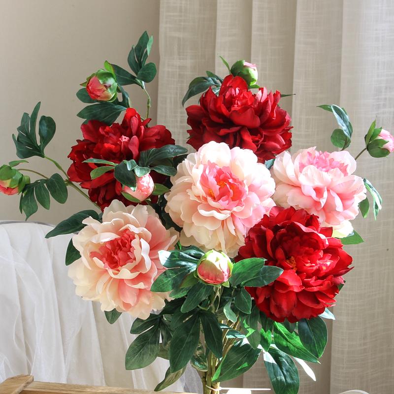 Artificial Peony Silk Flower Arrangement for Living Room and Dining Table Decor