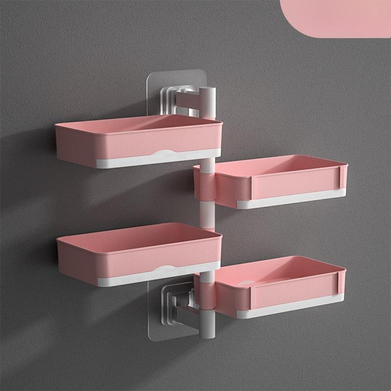 1Pc Lin Jie Rotating Soap Box New Creative No Punching Soap Box Bathroom Toilet Multi-layer Drain Shelf