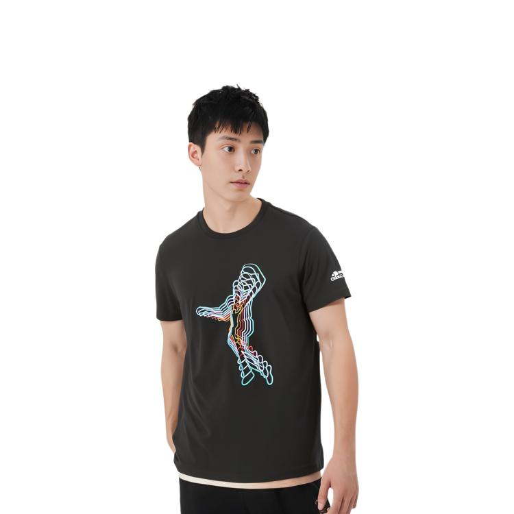 adidas T Shirts Men's Black Crew Neck Moderate Straight Fit DX0302