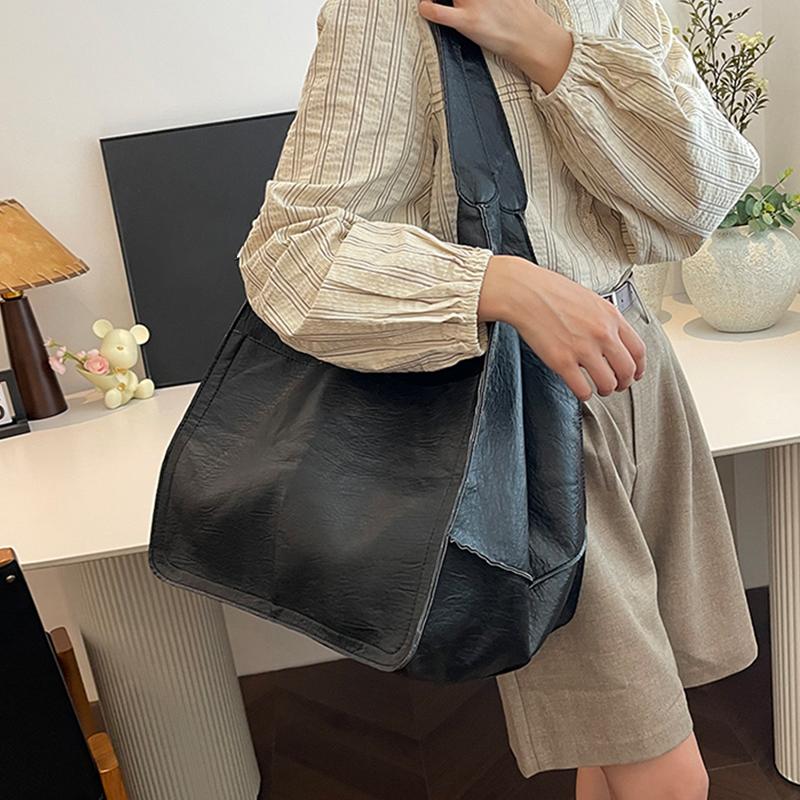 Retro Handmade Big Beach Tote Bag High Capacity Shoulder Solid Color Multifunction Handbags for Ladies