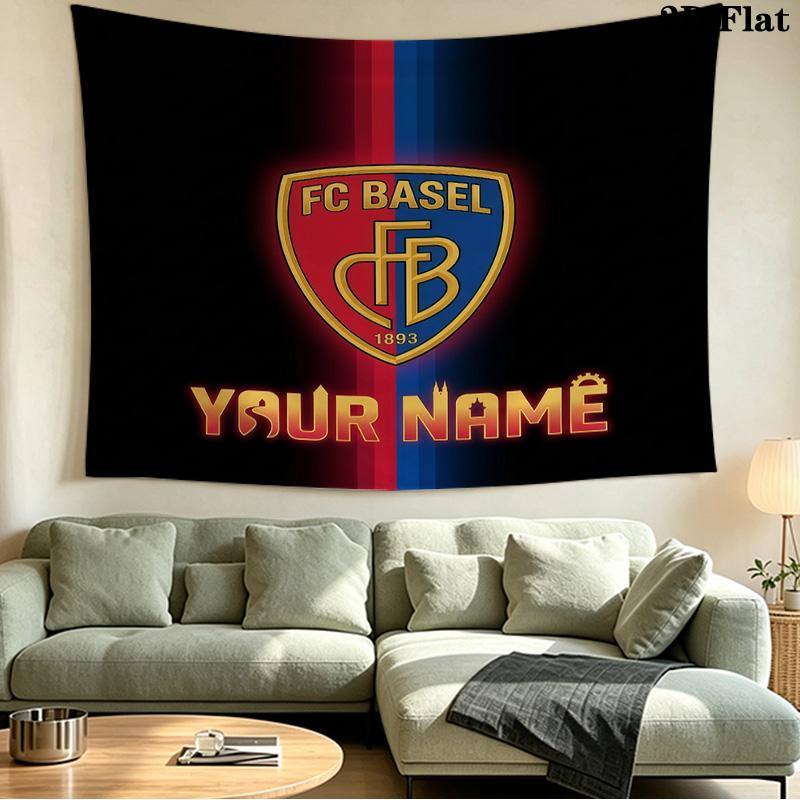 Custom Name FC Basel Printed Tapestry – Wall Hanging for Bedrooms, Dorms, and Home Decor