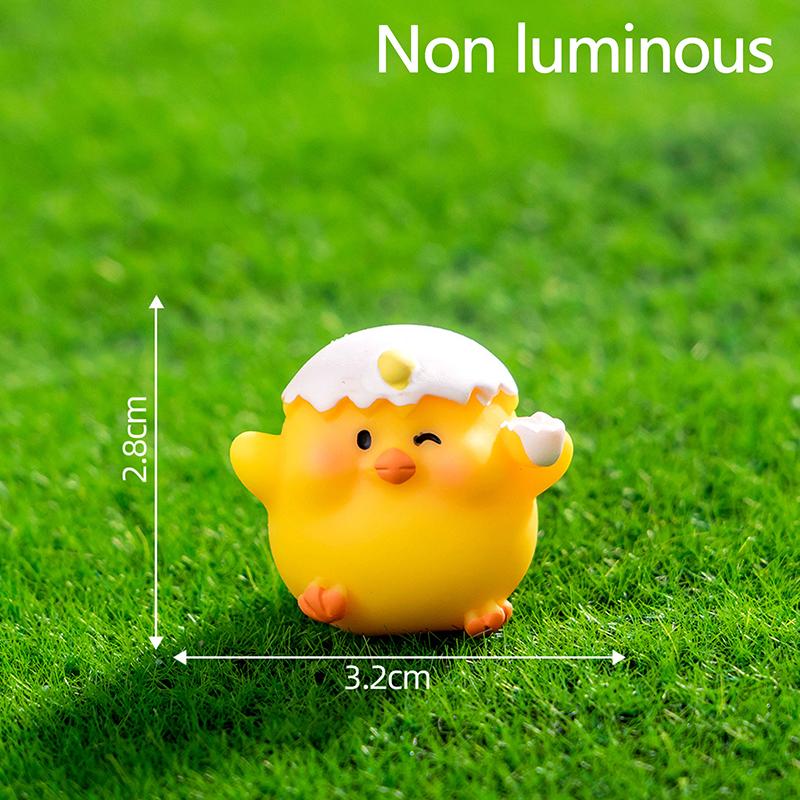 Cartoon Cute Noctilucent Yellow Chicken Ornaments Creative Resin Crafts Creative Cartoon Animal Model Decoration Accessories