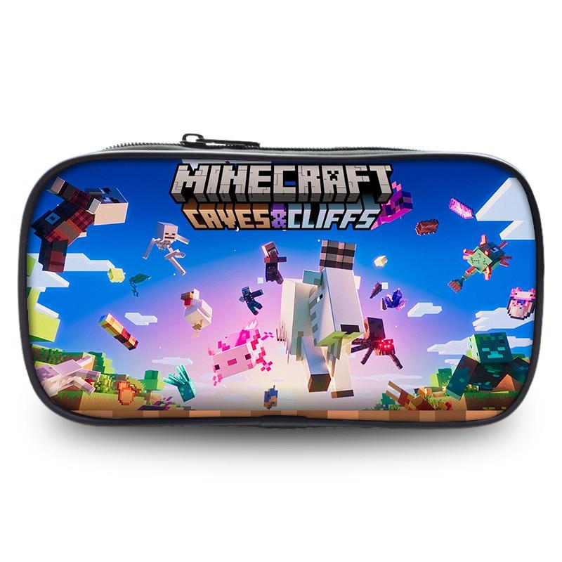 2023 New Large Capacity Kids Minecraft Pencil Case Polyester Cartoon Stationery Bag