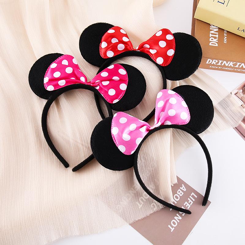 Mickey Mouse Ears Headband with Minnie Bow for Children's Festival and Party