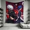 Tokyo Ghoul Wall Tapestry Aesthetic Wall Hanging Printed Fabric Blanket Decorative Tapestries for Bedroom Living Room Home Decor