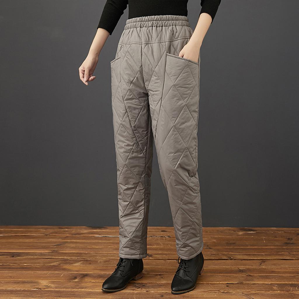 Women's Casual Cotton Trousers For Winter Warmth And Thin Down Straight Pockets