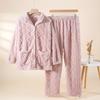 Pajamas women's autumn and winter flannel thickened long-haired jacquard fleece casual cardigan homewear set clearance