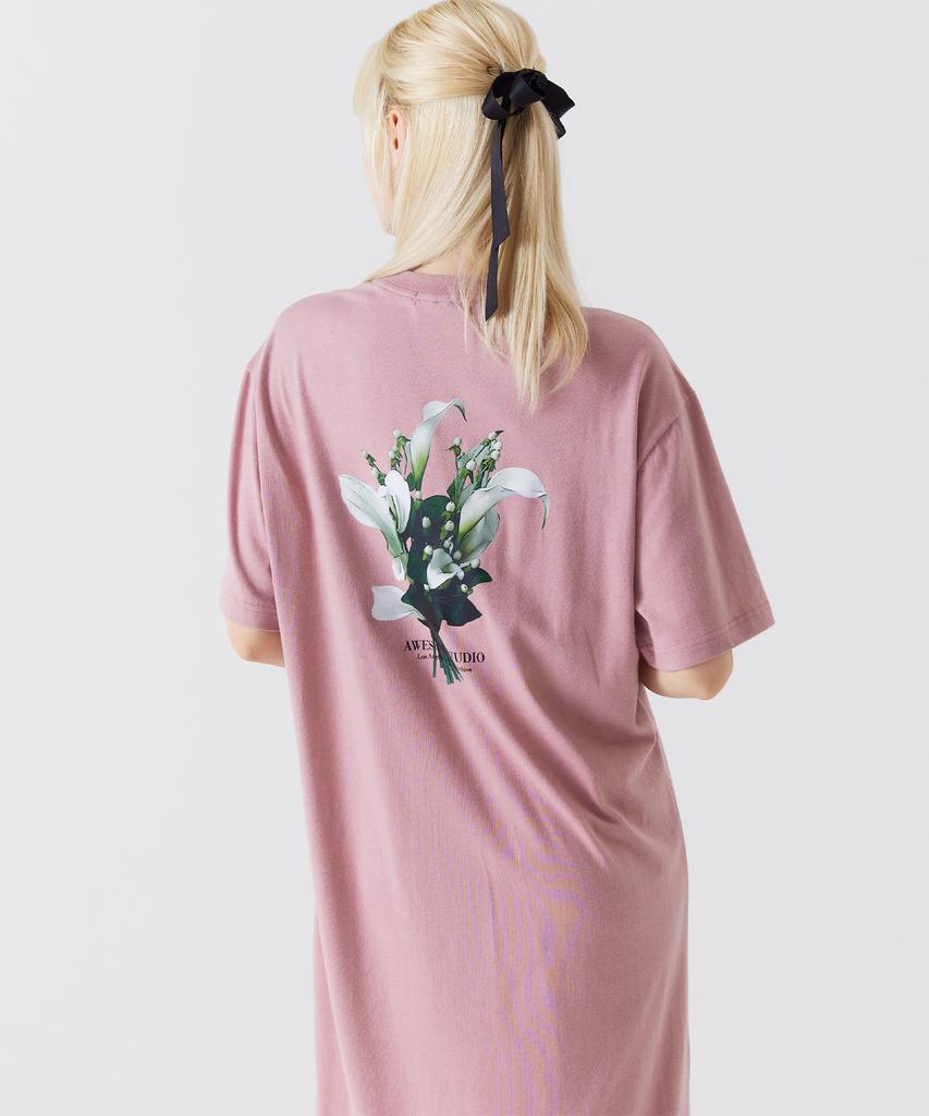 AWESOME STUDIO Digital Flower Long Dress Indie Pink