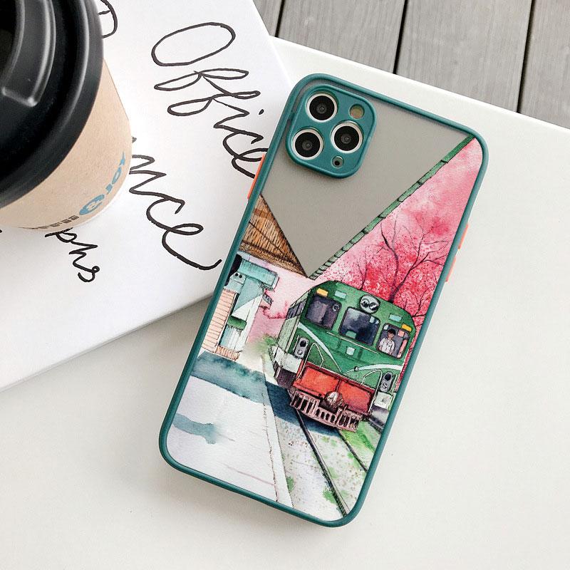 

Японский аниме-чехол для телефона с трамваем и сакурой для iPhone 7 8 Plus SE20 X XR XS 15 14 13 12 11 Pro Max Mini Уличный вид Ударопрочные чехлы iphone X or XS