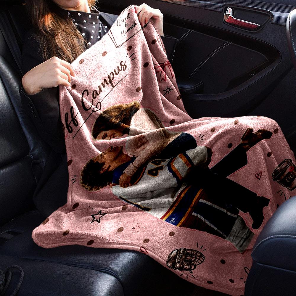 Off‑Campus Book Couple Hockey Theme Print Fleece Blanket Soft Warm Throw Blanket Sofa Couch Bed Home Decor For Book Lovers