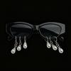 Punk Pearl Earrings Beautiful Women Shedding Tears Sunglasses Personalized Small Face Cat Eyes High-End Fashion Women Glasses