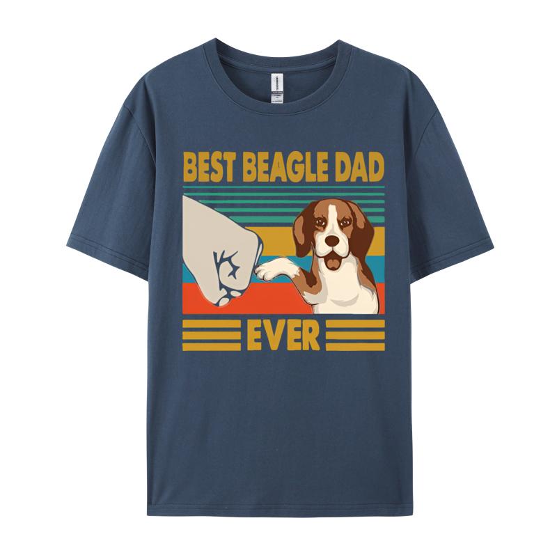 Best Beagle Dad Ever Gift From Daughter And Son Funny Beagle Tshirt Unisexs Top Tshirts Custom Tops Shirts Cotton Fashionable