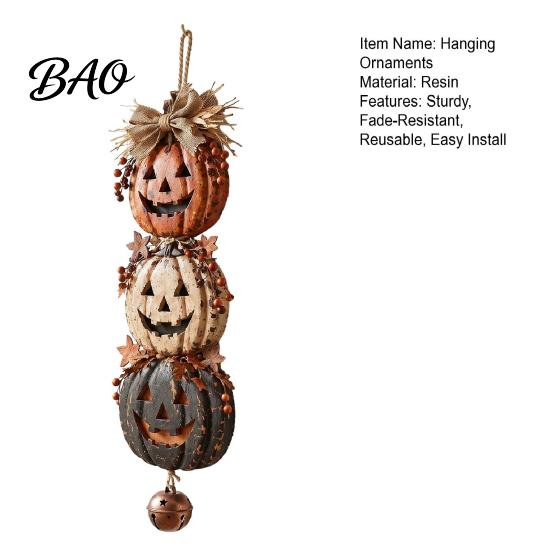 Halloween Party Front Door Sign Stacked Pumpkin Hanger, Vintage Jack?O?Lantern Wall Hanging Ornament, Rustic Decor Fall Harvest for Porch