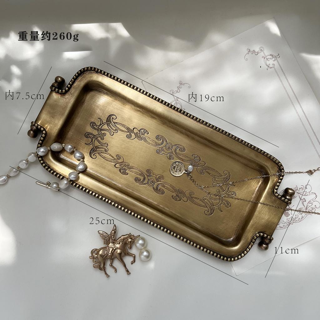 Imported Brass Storage Plate Carved Aromatherapy Organizer Palace Ornament Snack Tray Vintage Dish Decorative Serving Plate