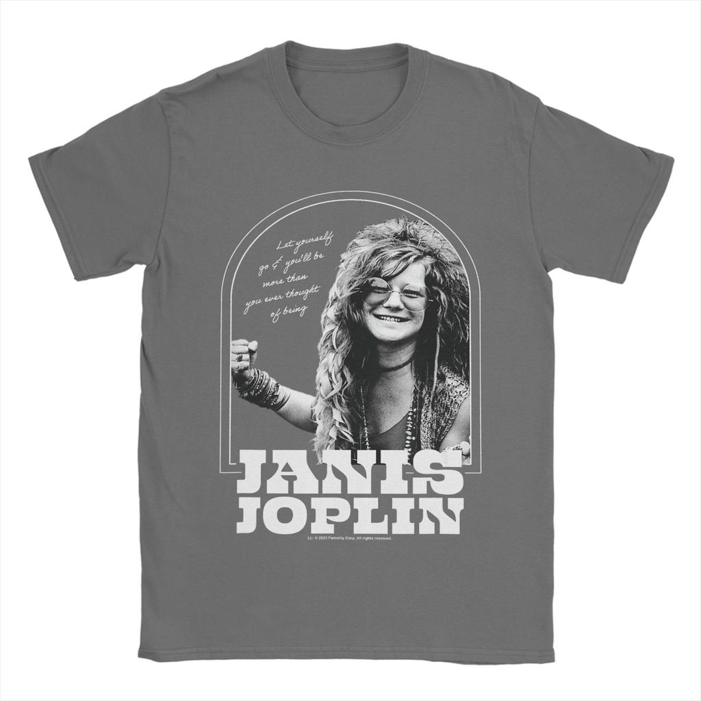 Mens TShirt Janis Joplin Let Yourself Go Be More Novelty Pure Cotton Tees Short Sleeve T Shirts Crew Neck Clothes Printed