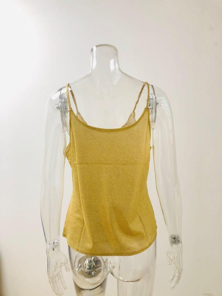 2025 European & American Women's V-neck Hot Stamping Camisole - Casual Sexy Spring/Summer Vest