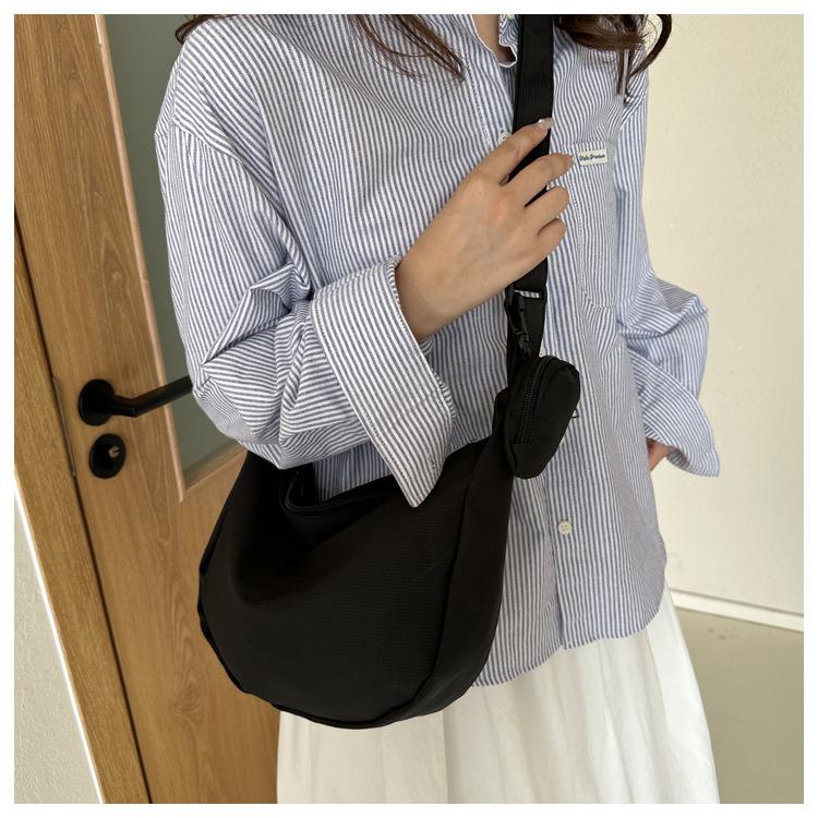Nylon Clutch Bag for Women Fashion Solid Color Shoulder Crossbody Purse Trendy Daily Casual Handbag KTB