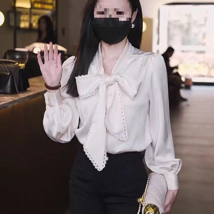 Women's Chic French-Style White Shirt - Trendy Base Layer for Spring & Autumn