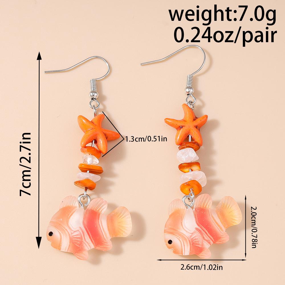 Cute 3D Simulation Clownfish Earrings for Women Girls Summer Beach Dangle Earrings Kid's Jewelry Gifts