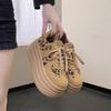 Fashion 7CMWomen Casual Sports Shoes Heels High Platform Sneakers Wedge Height Increase Footwear Leather Leopard Comfy Chunky Sneakers