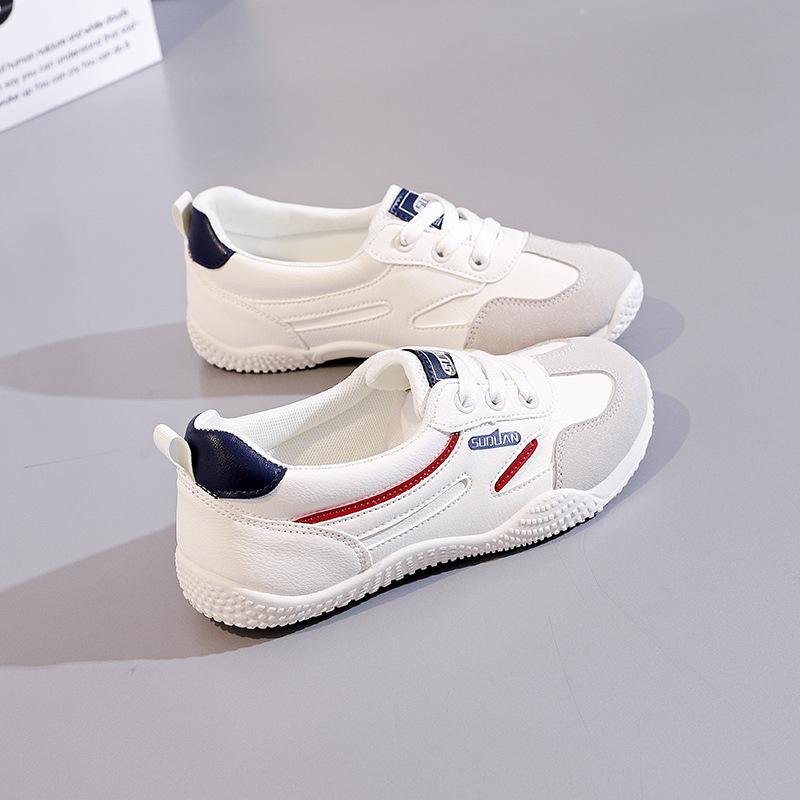 Leather white shoes women's shoes 2025 new spring and summer versatile shallow mouth single shoes soft sole sports and leisure board shoes K1510