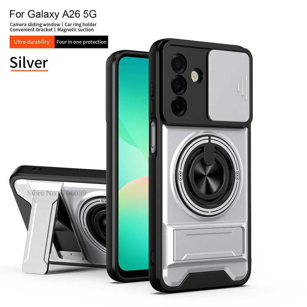 A26 5G Armor Hülle Für Samsung Galaxy A26 5G Hülle Stoßfest Schiebbarer Linsenschutz Handyhülle Für Samsung A26 5G Hülle Mit Ring