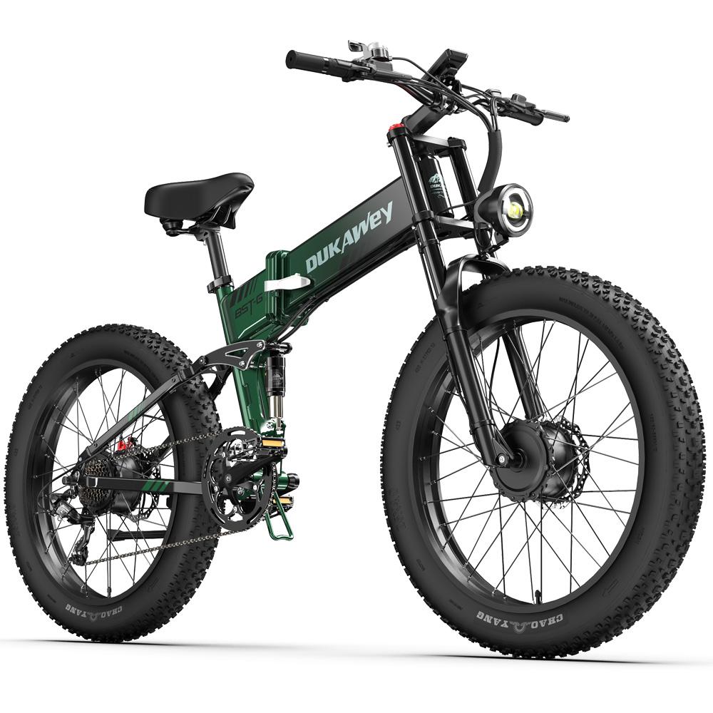 Elektrisches Fahrrad Faltbar Dukawey BST-6 1000W x 2 Motor Vollfederung 48V 17,5AH 26" Fat Tire E-Bike Für Erwachsene Farbe LCD-Bildschirm