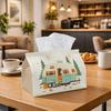 1pc Vintage Travel Illustration Tissue Box Multifunctional, Camper Forest Scenic Design Suitable for Home, Parties, And Car Decoration. This Decorativ