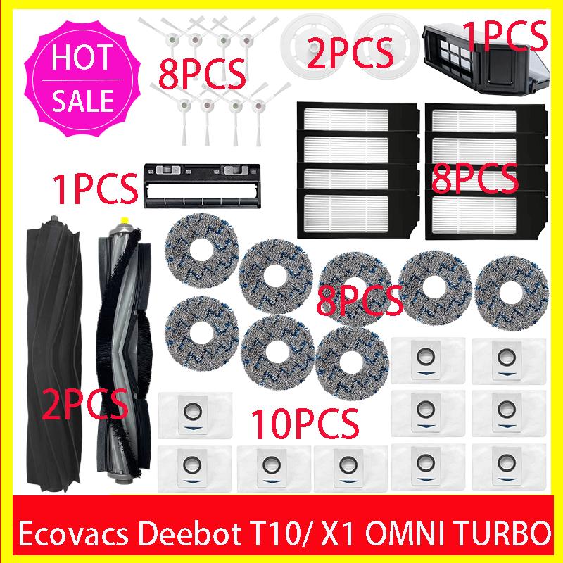 Ecovacs Deebot X1 OMNI / T10 OMNI Robot Vacuum Cleaner Spare Parts, Rubber / Side Brush, Cover,Hepa Filter, Mop Rag, Dust Bag