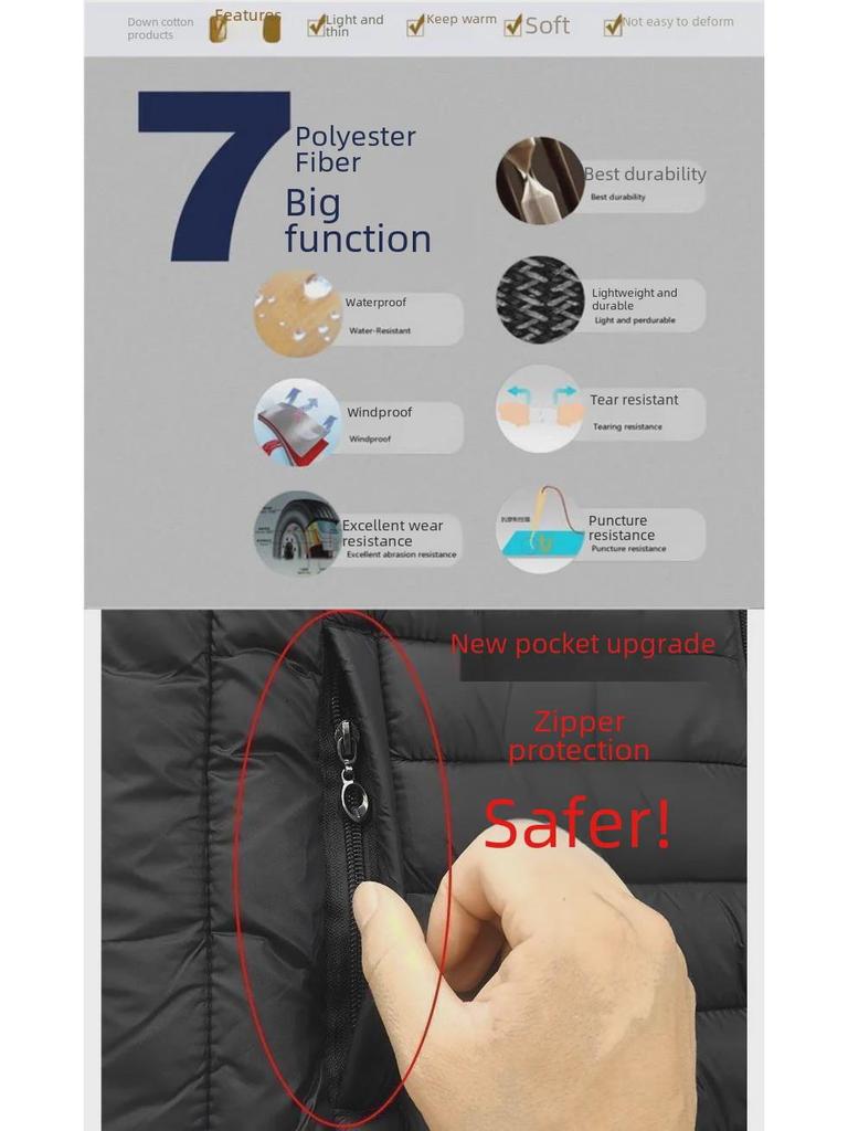 Men's Off-Season Cotton-Padded Jacket: Lightweight Down, Large Sizes for Middle-Aged and Young Men, Thick Winter Jacket