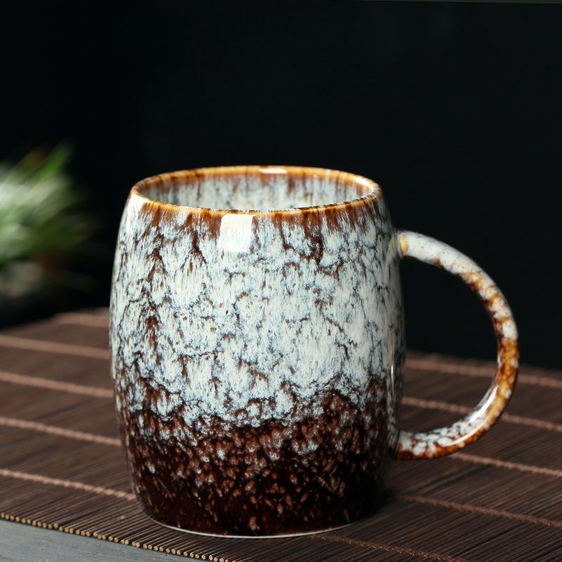 Japanese Style Coffee Cup Creative High-Capacity Kiln Change Ceramic Cup Vintage Household Office Drinkware Milk Mug Water Cup