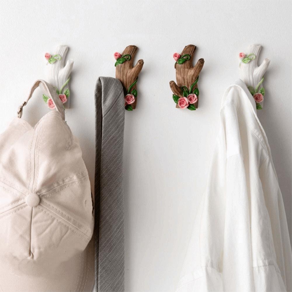 3pcs Strong Sticky Key Holder No-Drill Coat Rack Creative Resin Adhesive Hooks Bedroom