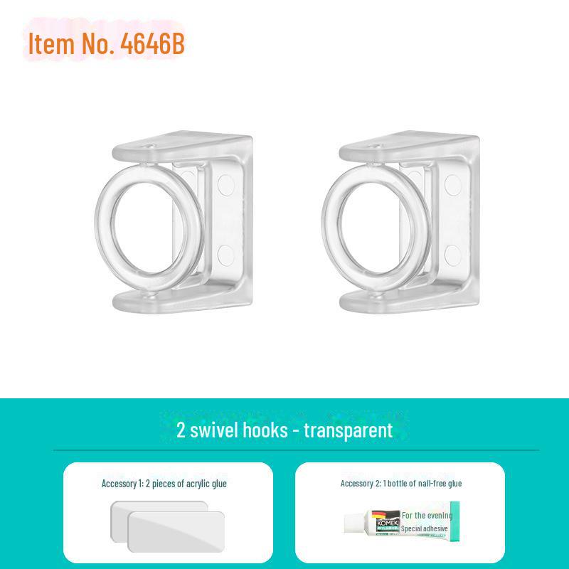 Misuo Punch-Free Rotating Telescopic Curtain Rod Hook Clip Bracket.