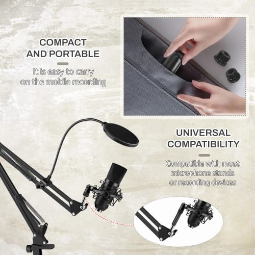 BOROLA Microphone Stand Extension Tube, Aluminum Alloy Microphone Boom Arm Stand Extender with Thread Adapters (5/8" Male to 1/4" Female, 5/8" Male to