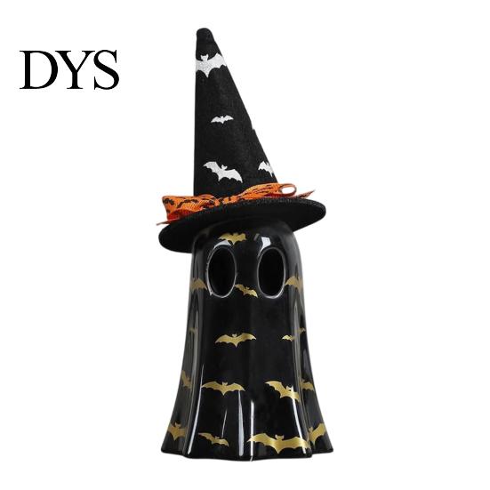 Decorative Holiday Atmosphere Lights Light Up Ghost Halloween Decoration, Cute Spooky Witch Hat Figurine, Kids Bedroom Night Resin LED Lighted Statue