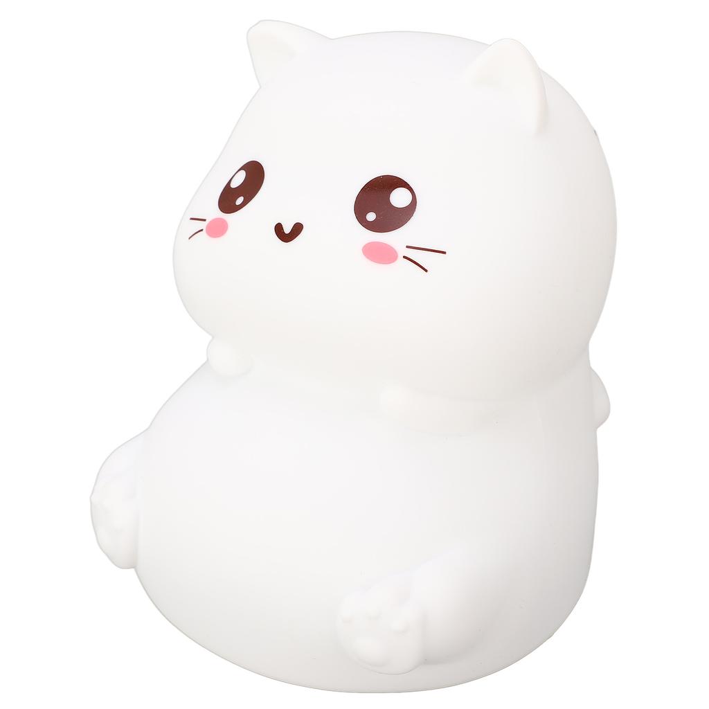 Silicone Night Lamp Cute Cat Tap Control   Color Rechargeable Soft Night Light for Bedroom