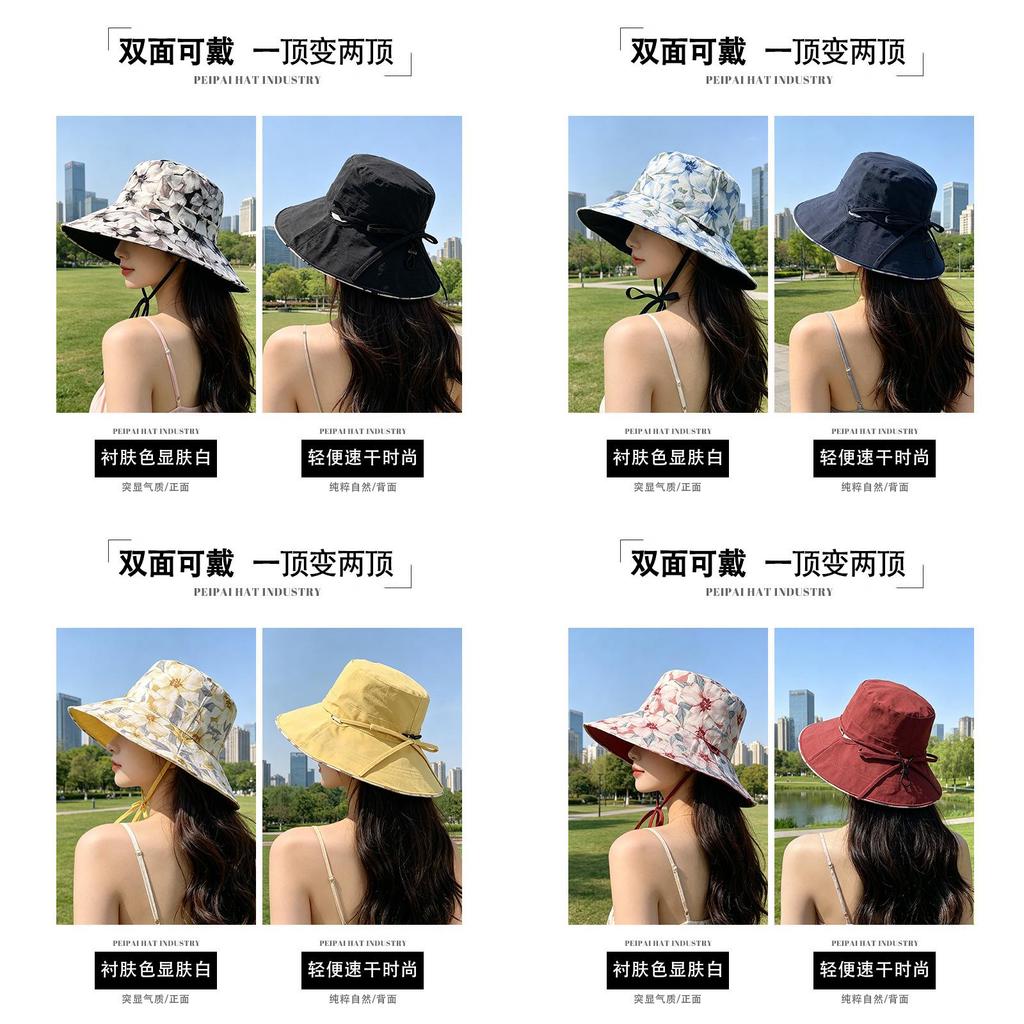 Fashion Print Doublesided Fisherman Hat With Wide Brim For Summer Travel