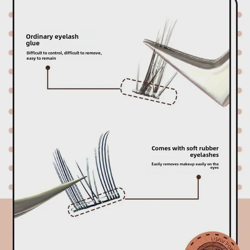 Lishu Fairy Cat Ear Natural False Eyelashes - Beginner-Friendly and Glue-Free