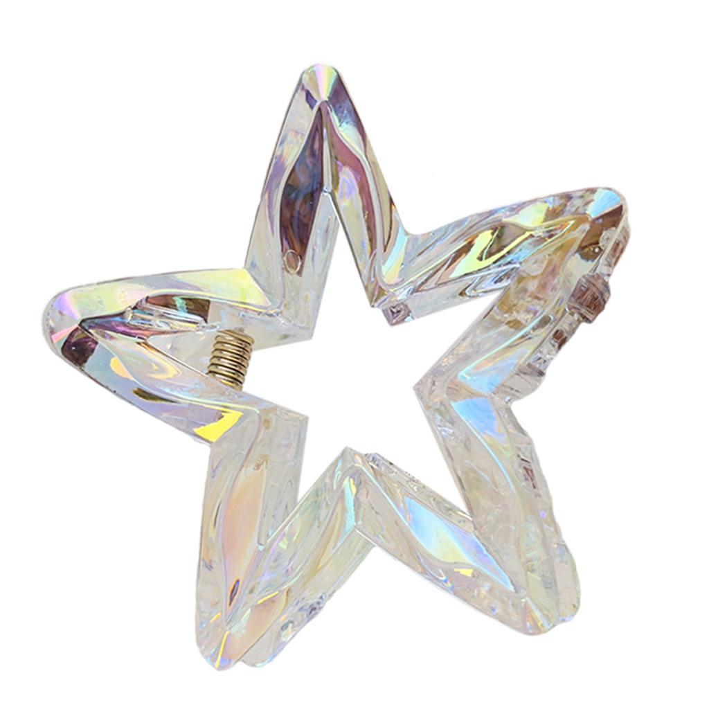 1Pc Crystal Candy Colored Hair Clip Dazzling Hollowed Out Five Pointed Star Hair Claw Stylish Elegant Acrylic Barrettes For Women Girls