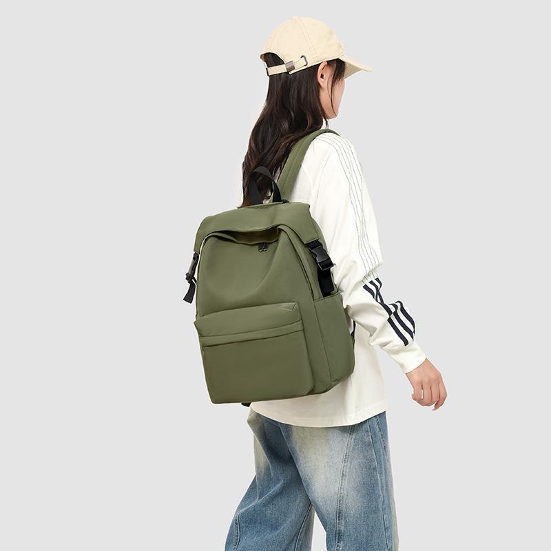 Daily Large Capacity Travel School Backpacks Ladies Pure Color Shoulder Knapsacks Nylon Zipper Shopping Rucksacks