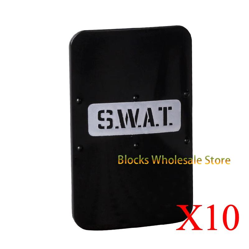 

MOC Военный спецназ Полицейский Солдат Пуленепробиваемый щит Строительные блоки Кирпичи Фигурки Армейское оружие DIY Аксессуары Кирпич Детские игрушки лазурь