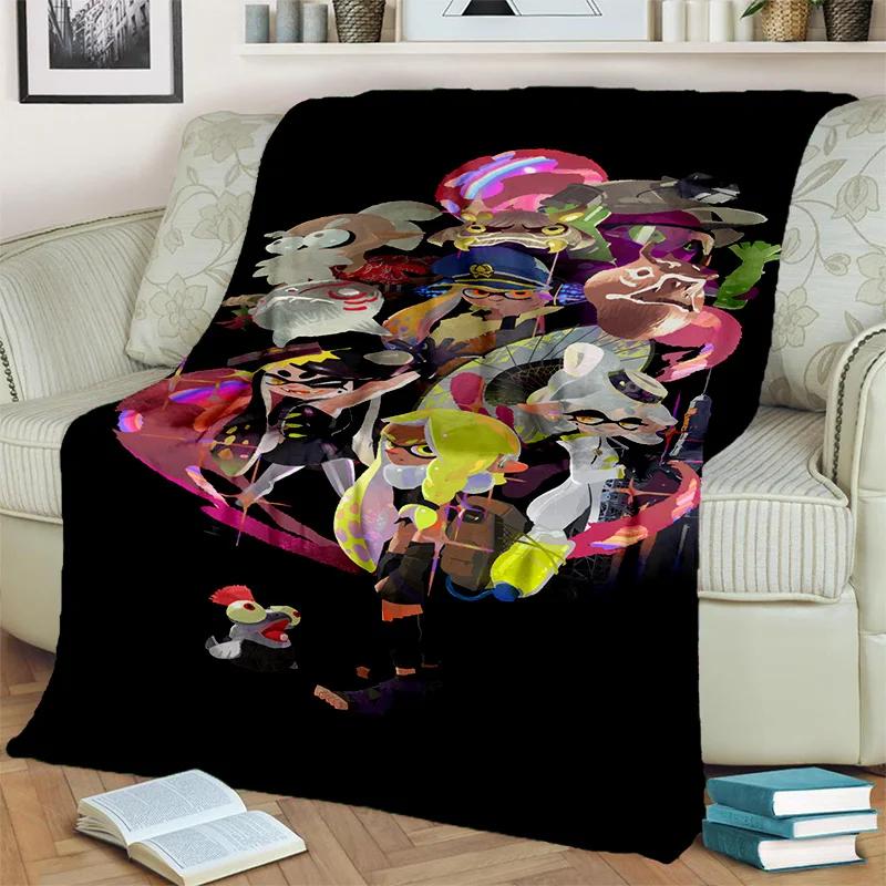 Cartoon PC Gamer 3D Games Splatoon Blanket,Soft Throw Blanket for Home Bedroom Bed Sofa Picnic Travel Office Cover Blanket Kids