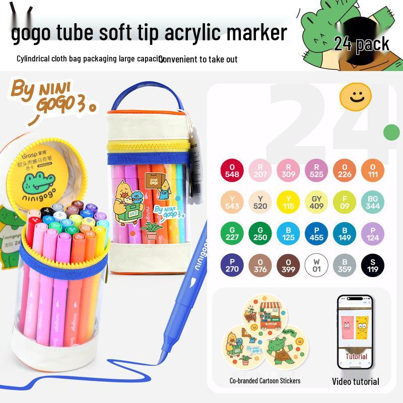 

Stackable Ninigogo Master Acrylic Markers: Washable, Opaque, Barrel Acrylic Watercolor Pens for Paper