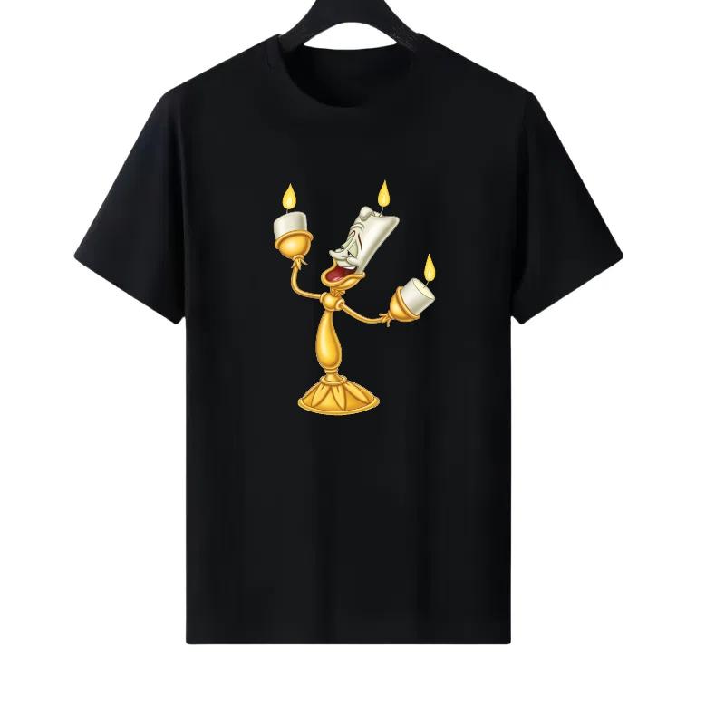 

Disney Beauty And The Beast Pattern Woman Fashion Parent-child Clothing Cartoon Children s Short Sleeves T-Shirt Blouses 100
