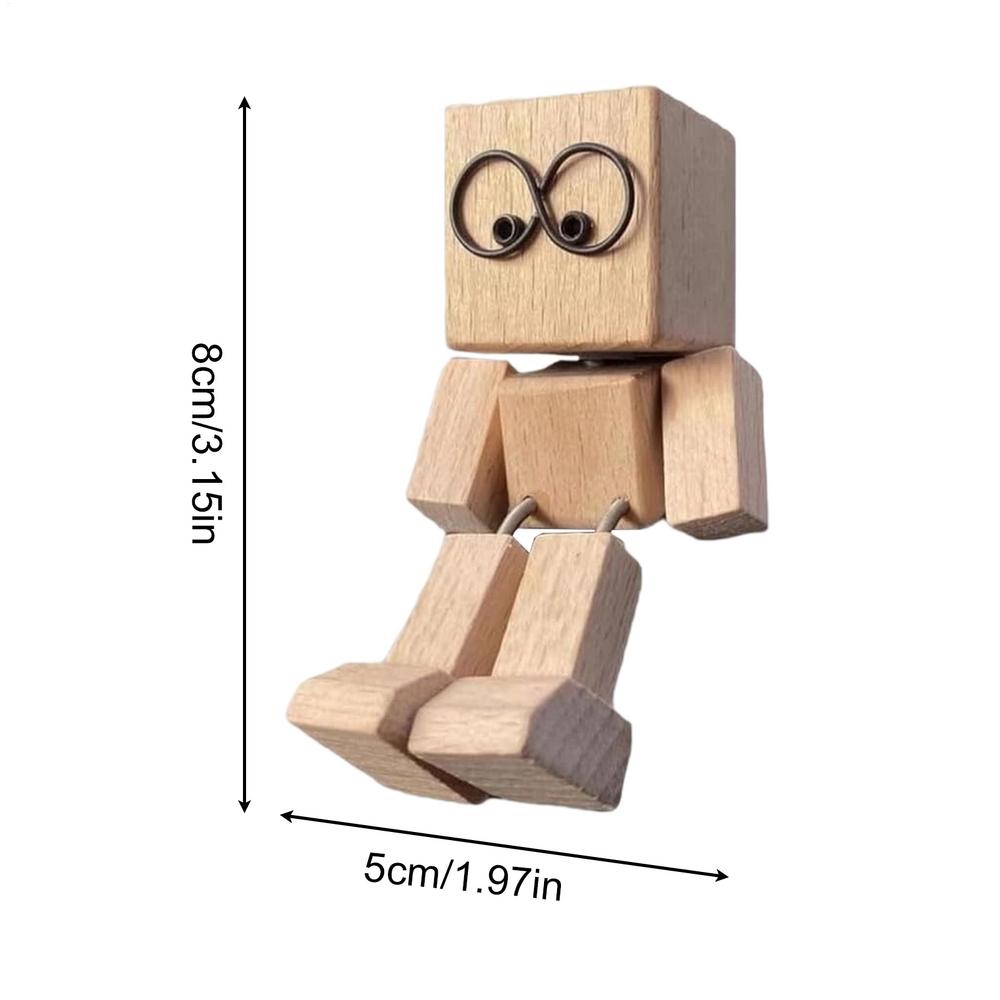 NEW Shaking Wooden Man Figurine Man Tabletop Decor Creative Statue for Car Dashboard Study Shelf Display Desk