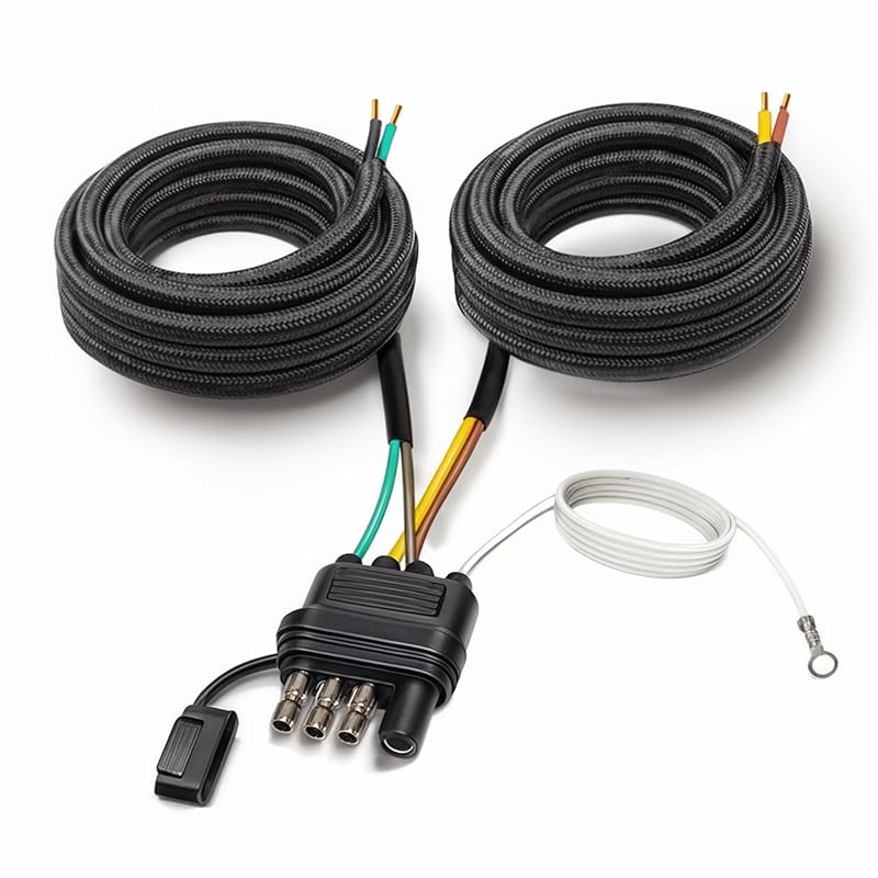 26FT Trailer Wiring Harness Kit, 4 Pin 5 Wire Trailer Wiring Harness, Boat Trailer Wiring Harness, 5 Wire 4 Pin Flat Trailer Connector, For 22FT
